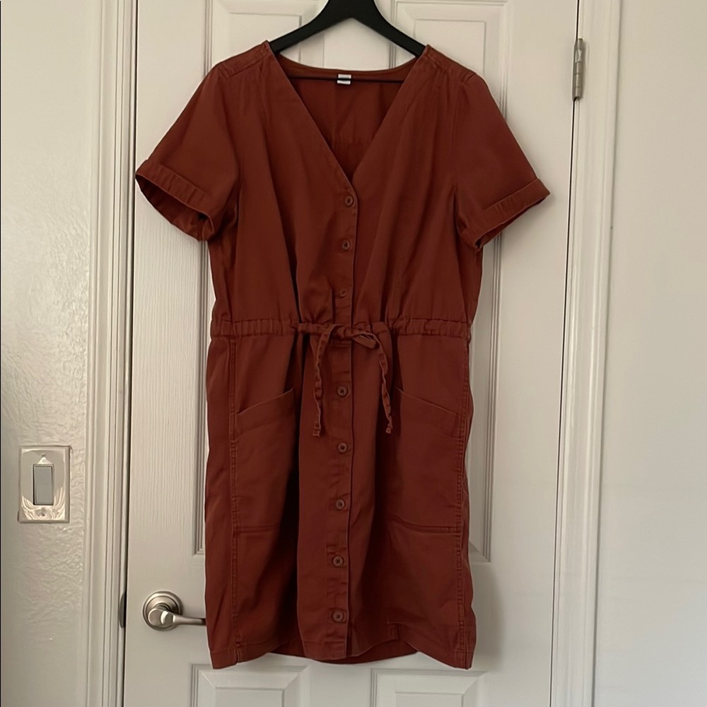 Rust Button-Down Dress